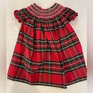 Classic Whimsy Goldbridge Red Plaid Smocked Bishop Dress